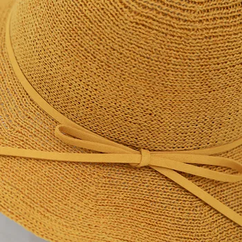 Vasarą Saulės Paplūdimio Skrybėlę Mergina Rankomis Austi Plačios Kraštų Chapeau Femme Minkštas Išardomi Šiaudų Skrybėlę Panama Kelionių Saulės Skydelis
