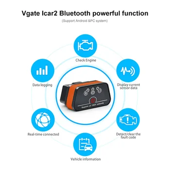 Vgate icar2 Bluetooth/Wifi OBD2 Diagnostinis įrankis ELM327 OBD 2 Skaitytuvas Mini ELM 327 icar 2 android/PC/IOS OBDII Kodas Skaitytojas