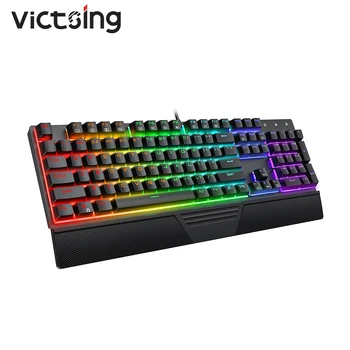 VicTsing PC273 Mechaninė Klaviatūra USB Laidinio Žaidimų Keybaord Mėlyna Jungikliai su Ergonomiška Riešo Poilsio RGB Apšvietimu PC Gamer