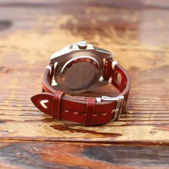 Vientisos Spalvos Watchband natūralios Odos Rankų Susiuvimo Derliaus Diržu, Rolex Watch Watchbands Dirželis 18mm 20mm 22mm 24mm Vyrams