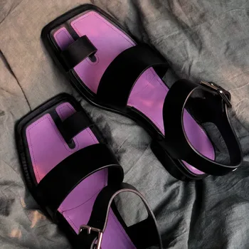 Violetinė Split Toe Moterų Sandalai Dirželiai Moterų Gladiatorių Sandalai Kietas Paplūdimio Bateliai Moteris Sandalias Mujer Butai 2021 Naujas