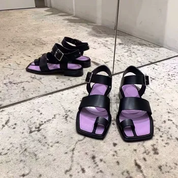 Violetinė Split Toe Moterų Sandalai Dirželiai Moterų Gladiatorių Sandalai Kietas Paplūdimio Bateliai Moteris Sandalias Mujer Butai 2021 Naujas