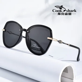 Virėjas Ryklys 2020 m. naujas didelis rėmo akiniai nuo saulės ponios korėjos versija banga, akiniai nuo saulės, poliarizuoti vairavimo UV apsauga akiniai