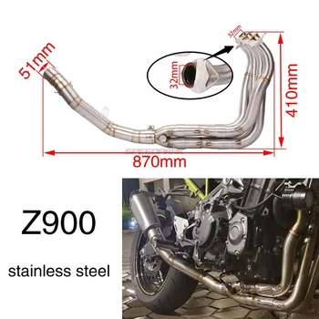 Visa Sistema Motociklo Išmetimo Duslintuvo Vamzdis Išmetamųjų dujų Priekiniai Kolektoriaus Vamzdis, Vamzdelis Kawasaki Z900 2017-2019 (Ne Z900e Z900A2)