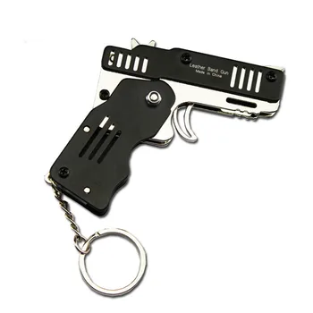 Visi metaliniai mini galima sulankstyti kaip raktų žiedas gumos juosta ginklą vaikų dovanų žaislų šešių eilių guminis žaislas pistoletas žaislas ginklą