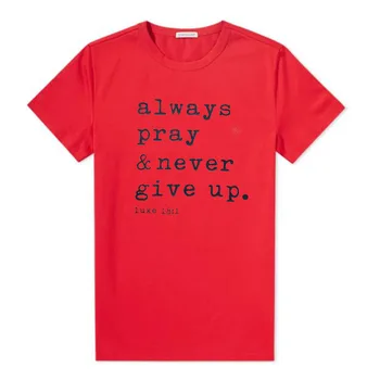 Visuomet melstis niekada nepasiduoti Šūkis T-Shirt Krikščionių Atsitiktinis Stilingas Tikėjimo Medvilnė Tee Religinių Drabužių Grafinis Medvilnės Camisetas