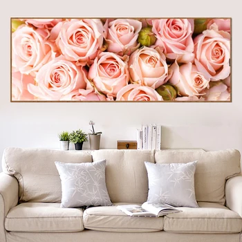 Visą deimantų tapybos 128x48cm Pink Rose modelis Dekoratyvinis Dažymas kalnų krištolas Rankų darbo mozaika,gėlės, 