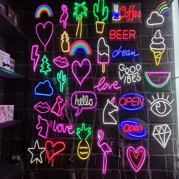Visą Tipas Neon Požymiai USB Led Neon Pub Kietas Šviesos Sienos Meno Miegamasis Baras Dekoracijos Namų Reikmenys Šalis Atostogų Neon Pub