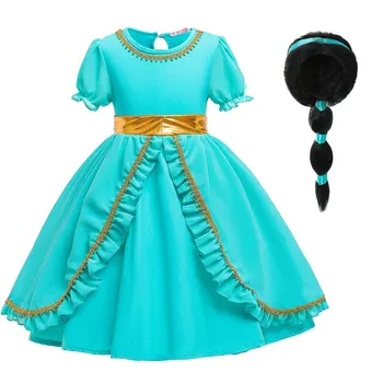 VOGUEON Kūdikių Mergaičių Blue Jasmine Suknelė Vaikų Raukiniai Delxue Gimtadienio Kamuolys Suknelė Drabužius Vaikams Helovinas Princesė Kostiumas