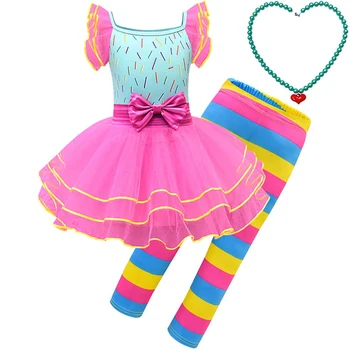 VOGUEON Nancy Suknelė Girls Cartoon Cosplay Kostiumų Vaikai Spalvos Juostelės Fancy Dress Up Šalies Aprangą Nancy Rinkiniai Princesė Drabužiai