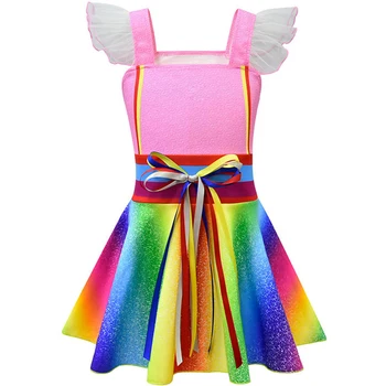 VOGUEON Nancy Suknelė Girls Cartoon Cosplay Kostiumų Vaikai Spalvos Juostelės Fancy Dress Up Šalies Aprangą Nancy Rinkiniai Princesė Drabužiai