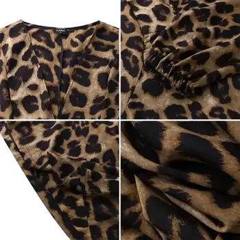 VONDA 2021 m. Derliaus Suknelės Leopard Print Suknelė Moterų Rudenį Sundress Atsitiktinis ilgomis Rankovėmis Suknelė Moterų Bohemijos V-Kaklo Maxi Skraiste