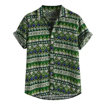 Vyrai Paplūdimio Havajų Marškinėliai Atogrąžų Vasarą Trumpas Rankovės Marškinėliai Vyrams, Prekės ženklo Drabužių derliaus Medvilnės Mygtuką Žemyn Marškiniai Plius Dydis