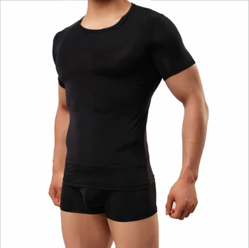 Vyrai Skaidri Akies T Marškinėliai Super Plonas Ledas Šilko marškinėliai Raumenų Suspaudimo Tees Kvėpuojantis Viršūnės Juodos spalvos Marškinėlius trumpomis Rankovėmis