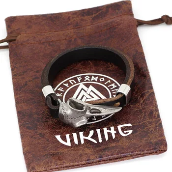 Vyrai viking odin varnas amuletas nerūdijančio plieno apyrankė reguliuojamas dydis su dovanų maišelis 19CM-25CM