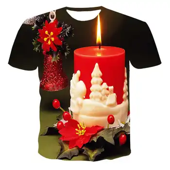 Vyriški laisvalaikio marškinėliai, sniego moliūgų lempos rodoma T-shirt, Kalėdų eglutė Festivalio marškinėliai, Santa Claus 3D atspausdintas pora T-shirt
