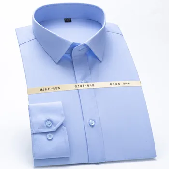 Vyriški Marškinėliai ilgomis Rankovėmis iš Bambuko Pluošto 2020New Desginer Biuro/darbo Vyrų Blue Marškinėliai Reguliarūs Tinkami raukšlių Didelis Size7XL 6XL 5XL