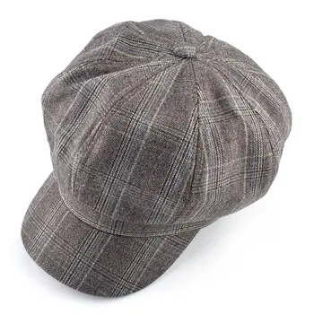 Vyriški Retro Aštuoniakampis bžūp Medvilnės audinio Newsboy kepurės vyrams žiemos Beretės Britų stiliaus pledas kepurės moterims Boina Gorros planas