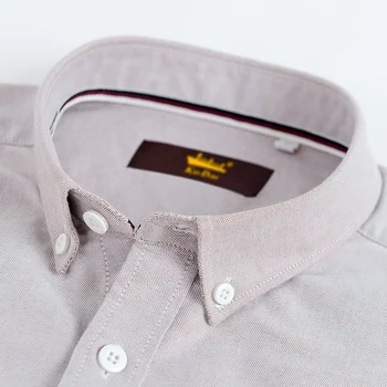 Vyriški Standartas-fit Long-Sleeve Kietas Oksfordo Marškinėliai su Išsiuvinėtu Logotipu Patogus Minkštas Medvilnės Mygtuką žemyn Atsitiktinis Marškinėliai