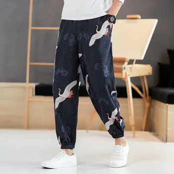 Vyrų Haremas Pants Plus Size 5XL Mados Apačioje Atsitiktinis Japonų Drabužių Dizaineris Mens Miesto Streetwear Kinijos Paukščių Spausdinti Kelnės