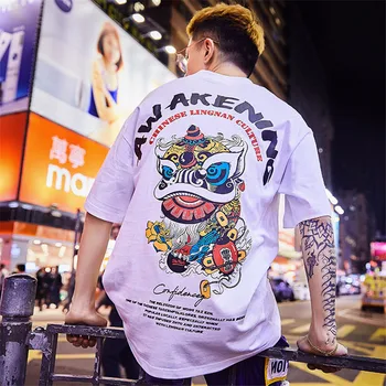 Vyrų ir moterų trumparankoviai marškinėliai Japonų gamintojas madinga vasaros gatvės hip-hop ' o marškinėliai Kinijos stiliaus poros pusė rankovėmis