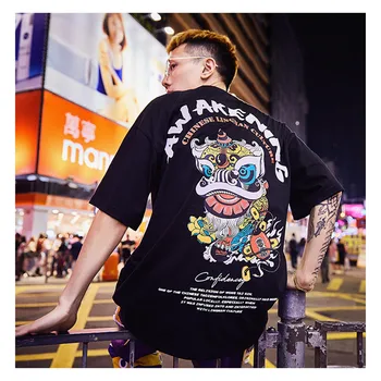 Vyrų ir moterų trumparankoviai marškinėliai Japonų gamintojas madinga vasaros gatvės hip-hop ' o marškinėliai Kinijos stiliaus poros pusė rankovėmis