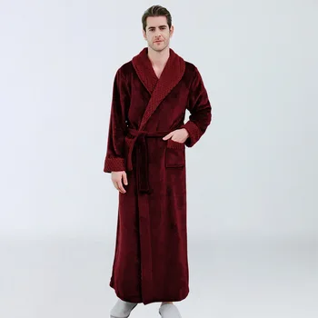 Vyrų Žiemos Flanelė Chalatas Vyrų Pižamą Chalatas Kimono Namų drabužius, Ilgas Rankovėmis Chalatas, Kailis