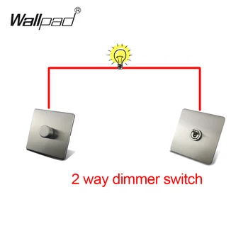 Wallpad H6 1 Gauja 2 Būdas LED šviesos stiprumą Stumti Išjungti Satin Chrome Šlifuoto Nerūdijančio Plieno plokštė Metalo Rankenėlę