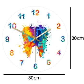 Watercolour Laikrodis Sienos Šiuolaikinės 3D Dažytos Dantų Guma Elementas Horloges Siųsti Medicinos Dantų Odontologas Apdailos Namų Ypatingą Dovaną