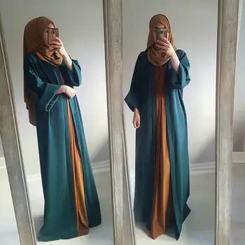 WEPBEL Dubajaus Moterų Musulmonų Suknelė, Laisvas Megztinis turkijos Rūbeliai Atsitiktinis ilgomis Rankovėmis Kaftan Kietas Islamo Drabužių, su Diržu
