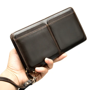 WESTAL sankabos vyriška natūralios odos vyriška piniginė ilgai vyrų sankabos krepšys, piniginė vyrams kredito kortelės turėtojas vyrų zip pinigų maišus 9020