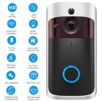 WiFi Doorbell Smart IP Vaizdo Domofonas Skambučio Kamera Durų Bell App Kontrolės Protingo Namo Buto IR Signalizacijos Belaidžio Saugumo kamerų