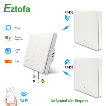 WiFi RF433 Smart Sienos šviesų,Nėra Neutralus, Bevielis Siųstuvas ,Tuya APP Kontrolės Alexa 