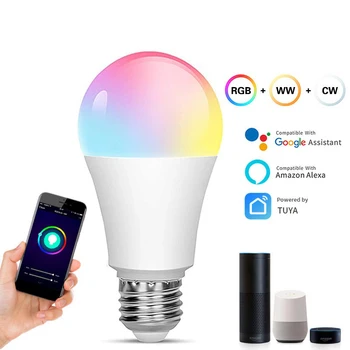 WiFi Smart Light Valdymas Balsu RGBCW AC220V/110V LED Lemputė Smart Home lengvas Darbas Su 