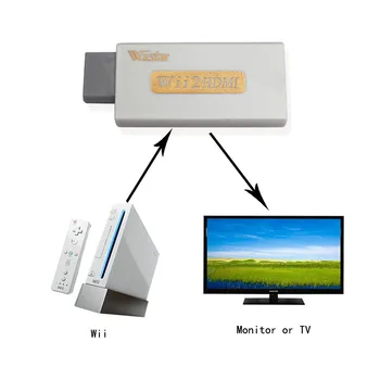 Wiistar Mažmeninės Balta Wii HDMI Wii2HDMI Adapteris Keitiklis Apeiti Remti 1080P 3.5 mm Audio Video Išėjimas Karšto Pardavimo
