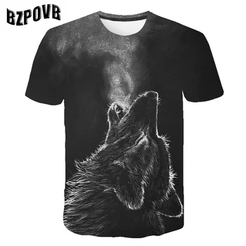 Wolf 3D Spausdinimo Cool T-shirt Vyrai Moterys Mados 3D Hip-Hop Marškinėlius Spausdinti trumpomis Rankovėmis Vasarą Viršuje Tees marškinėliai Vyrų 6XL