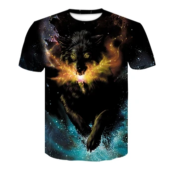 Wolf 3D spausdinimo cool T-shirt vyrų ir moterų mados 3D hip-hop 'o T-shirt spausdinimas gyvūnų trumparankoviai vasaros T-shirt vyrai