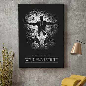 Wolf of Wall Street Black & White Klasikinių Filmų Plakatų Šilko SIENOS Meno Tapybos Dekoro be Rėmelio
