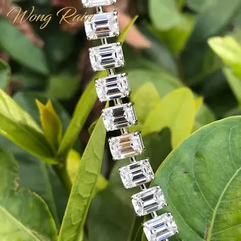 Wong Lietaus 925 Sterling Silver 5 * 7 MM Sukurtas Moissanite Akmuo Bangle Žavesio Vestuvių Apyrankę Fine Jewelry Didmeninės