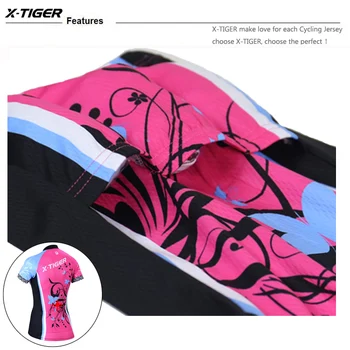 X-Tigras Trumpas Rankovės Moterų Dviračių Megztiniai nustatyti Kvėpuojantis Kalnų dviračiais Drabužių Ropa Ciclismo Moterų Dviračių Dviračių Drabužiai