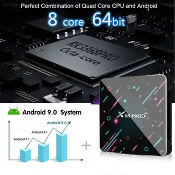 X88 Pro Plus Smart TV Box RK3368PRO Octa-core, 4GB RAM 128 GB ROM 5G WIFI, bluetooth, Android 9.0 4K Set Top Box 