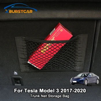 Xburstcar už Tesla Model 3 Model3 2017 - 2020 Automobilio Salono Tinklai Auto Kamieno Atgal Elastinga Akių tinklas, Saugojimo Krepšys Priedai