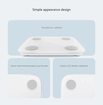 Xiaomi Mijia Mi Smart Kūno Sudėties Masto 2 Riebalų Masė Masto Vonios kambarys Skaitmeninių Elektroninių LED ekranas Balanso APP Duomenų analizė