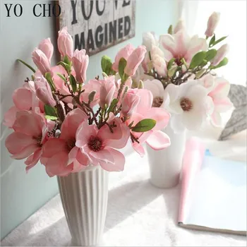 YO CHO 7 Vnt Magnolija Artficial Gėlės Šilko Gėlė, Orchidėja, Modeliavimo Gėlių Pumpurai, Rožių Vestuves Dekoro 