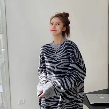 Zebra modelio megztinis moterų rudenį ir žiemą dėvėti 2020 
