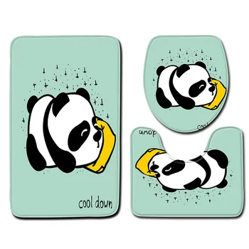 Zeegle 3pcs Vonios Kilimėlis Nustatyti Panda Spausdinti Vonios Kilimėlis Anti-Slip Vonios kambarys Kilimas Minkštas Putų Kilimėlis Tualetas, Vonia, Vonios Kilimėlių, Kilimų