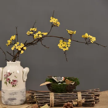 Zen modeliavimas cherry blossom rotango filialai namų puošybai mažų gėlių, džiovintų filialai arbatos kambarį apdailos laukinių gėlių
