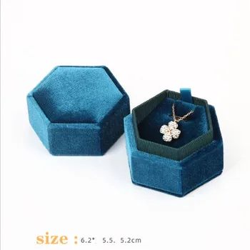 Zerong Velet Žiedas lauke Karšta pardavimas 6.2x5.5x5.2cm spalvinga vietoje šešiakampis flannelette žiedas/karoliai papuošalų dėžutė vestuvių &sužadėtuvių