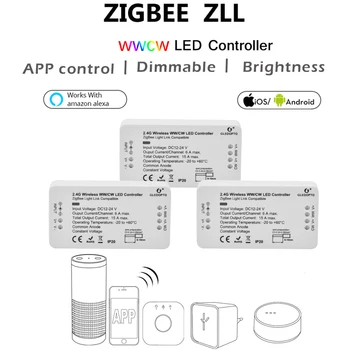 ZIGBEE Led WW/CW dimeris juostos valdiklis zigbee valdytojas LED DC12-24V LED juostos valdiklis zll app valdytojas zll standartas led
