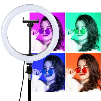 ZOMEI 10 Cm RGB LED Žiedo Šviesos Lempos Selfie Šviesos Žiedas Fotografijos Lempa Ringlight su Trikojo Telefono Tiktok 